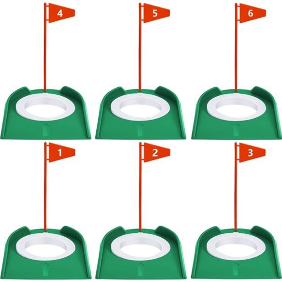 6 Pcs Golf Practice Putting Cup Golf Training Putters Putting Green with Flag - Picture 1 of 7